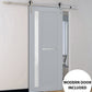 Veregio 7288 Matte Grey Barn Door with Frosted Glass and Silver Finish Rail