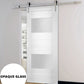 Sete 6222 White Silk Barn Door with 2 Lites Frosted Glass and Stainless Rail