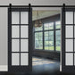 Veregio 7412 Antracite Double Barn Door with Frosted Glass and Black Rail