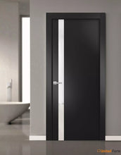 Load image into Gallery viewer, Planum 0440 Matte Black Barn Door Slab with White Glass