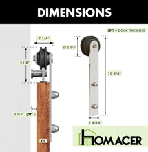 Load image into Gallery viewer, Non-Bypass Sliding Barn Door Hardware Kit - Straight Design Roller - Silver Finish