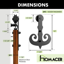 Load image into Gallery viewer, Non-Bypass Sliding Barn Door Hardware Kit - Mustache Design Roller