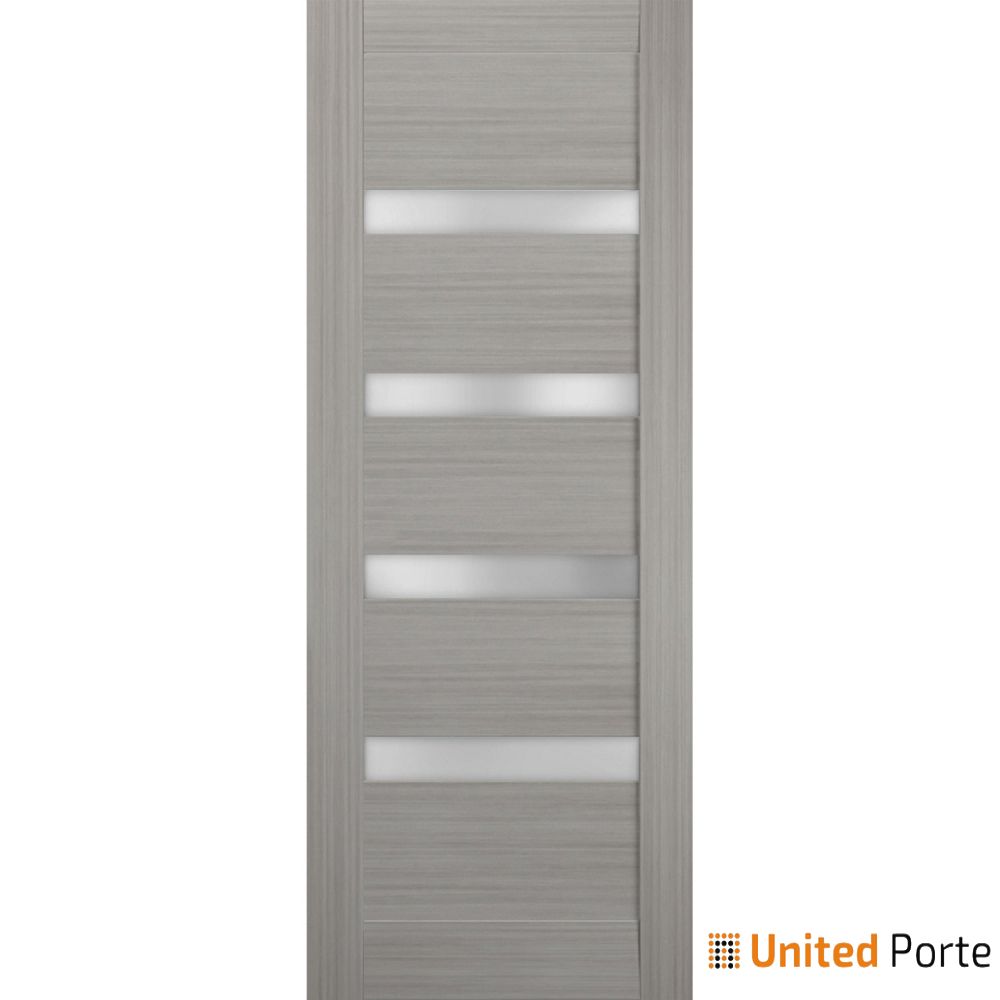 Quadro 4113 Grey Ash Barn Door Slab with Frosted Glass