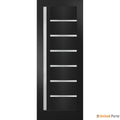 Quadro 4088 Matte Black Barn Door Slab with Frosted Glass
